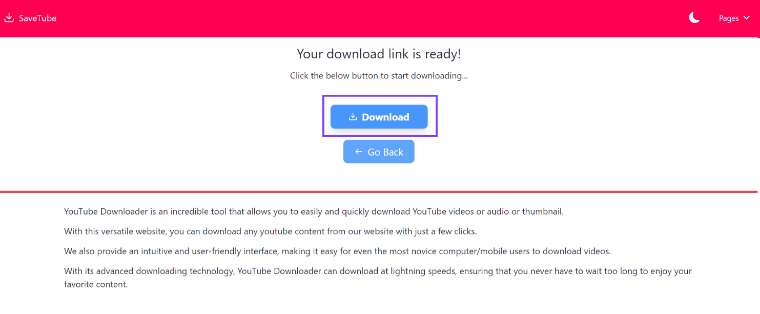 download youtube shorts by clicking Download