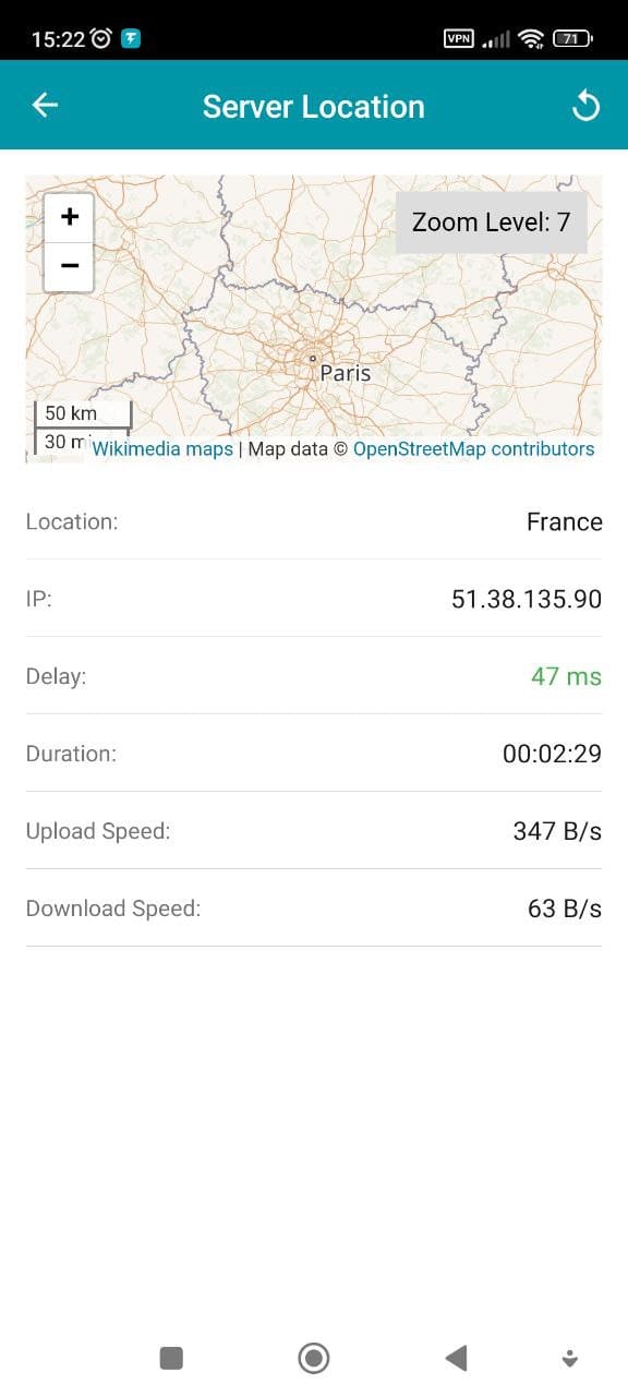A special screen with technical data.