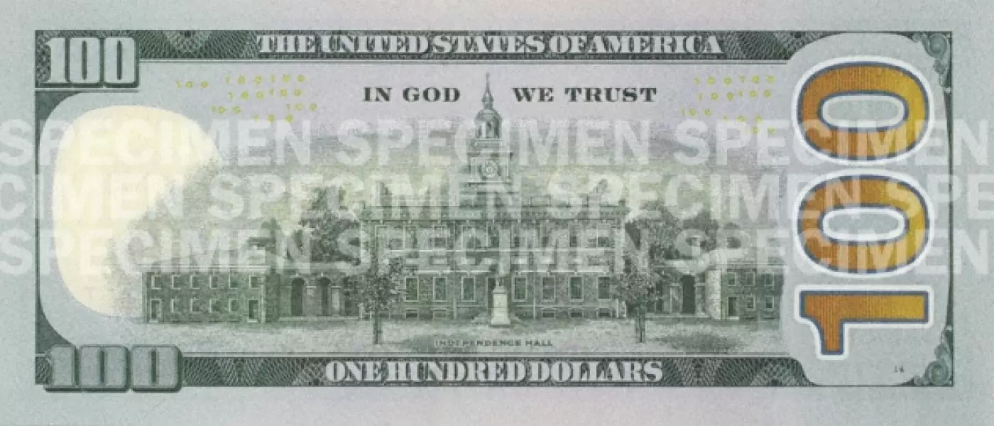 The back side of 100 Dollar Bill
