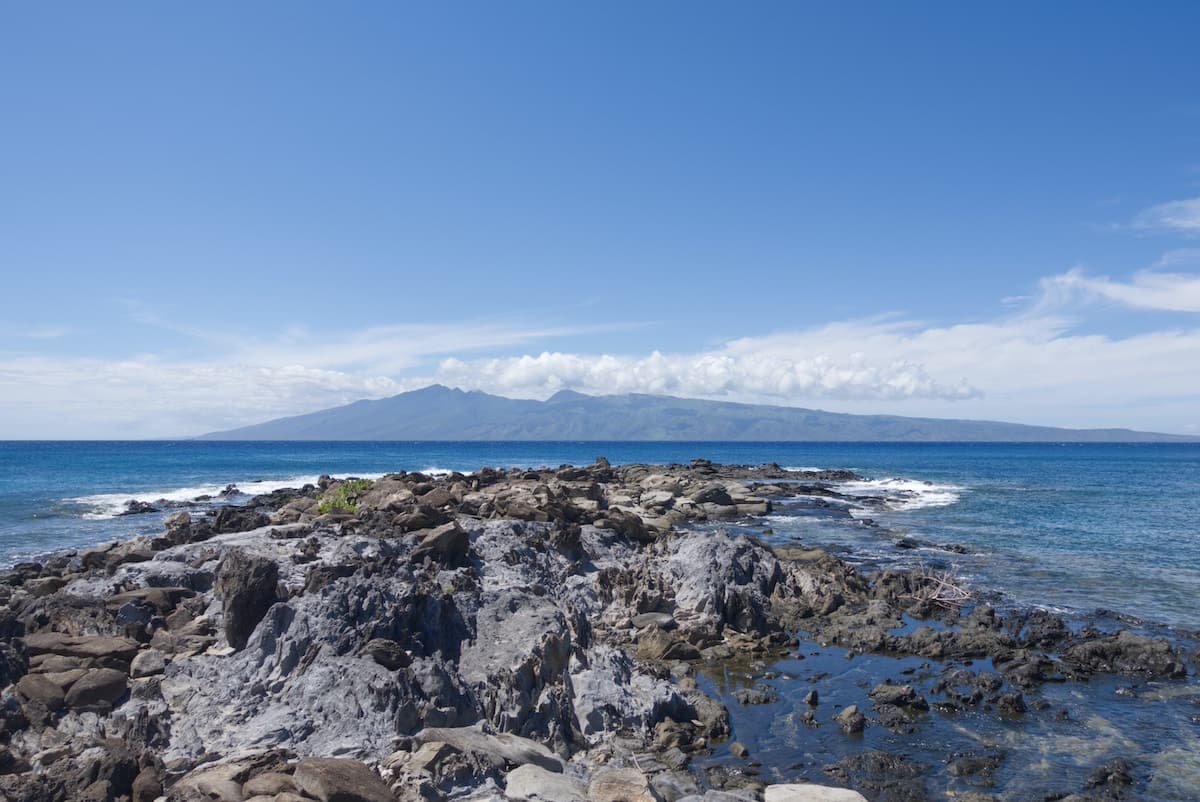 The point between Kapalua Bay and Namalu Bay looking at Moloka'i in West Maui