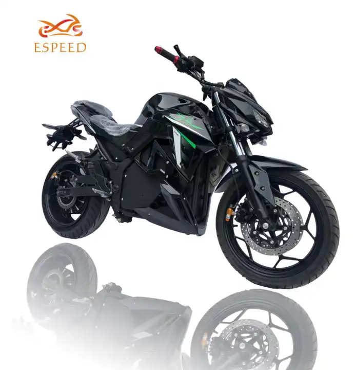 A black electric motorcycle with wide tyres