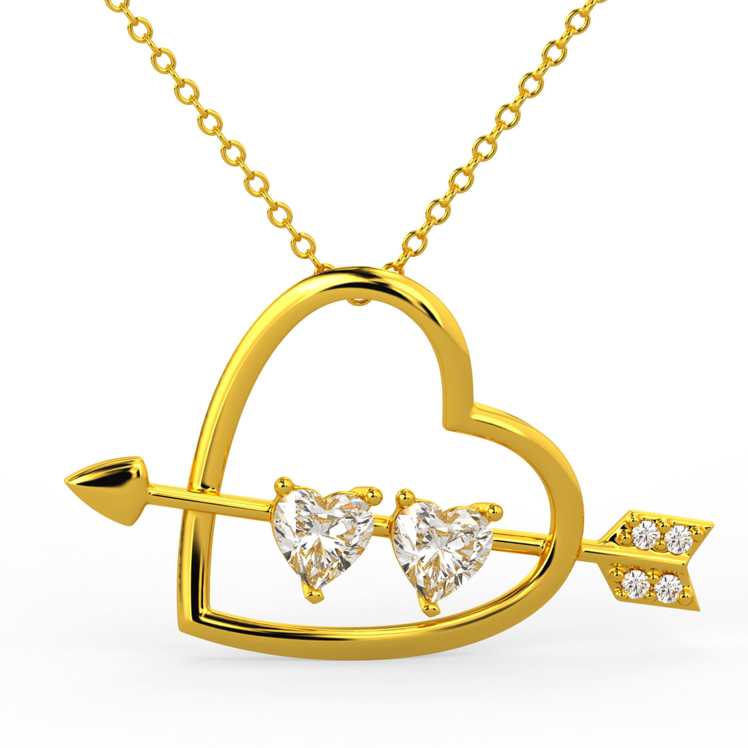 Heart Shaped Gold and Diamond Pendant