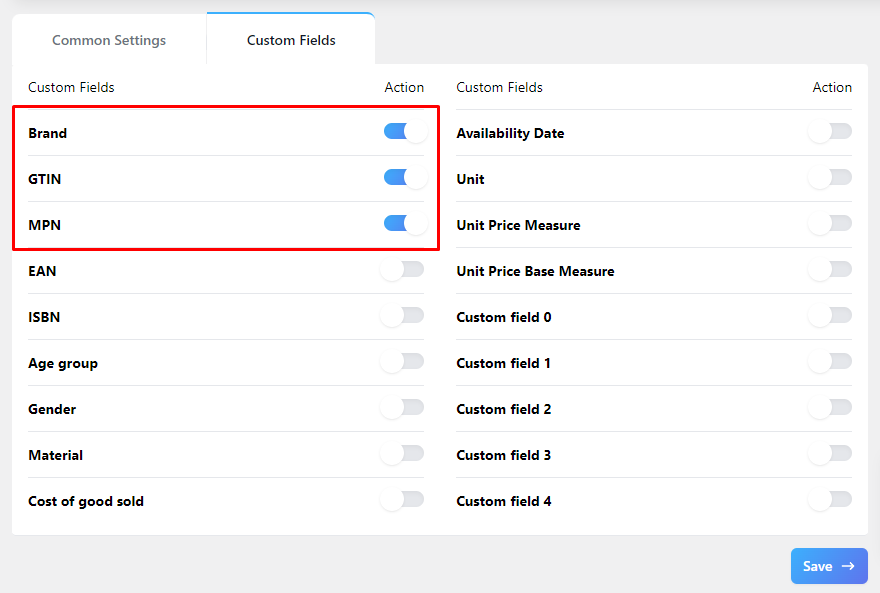 Enable custom attributes