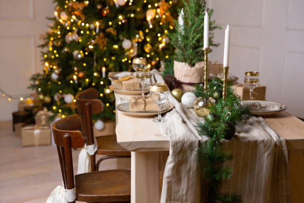  A Table Setting With Neutral and Metallic Colours