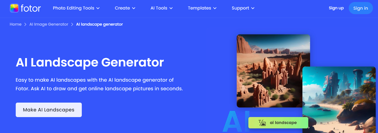 Fotor AI Landscape Generator