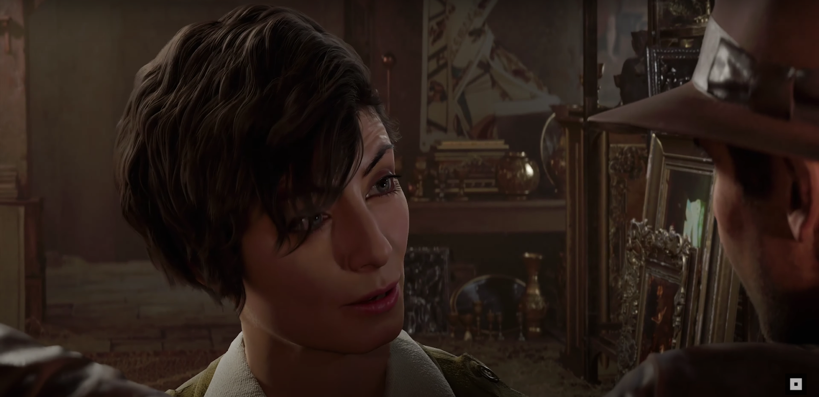 A screenshot of Gina Lombardi from the trailer for Indiana Jones and the Giant Circle game. 