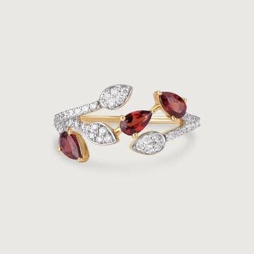 Crimson Garnet 14KT Diamond Ring