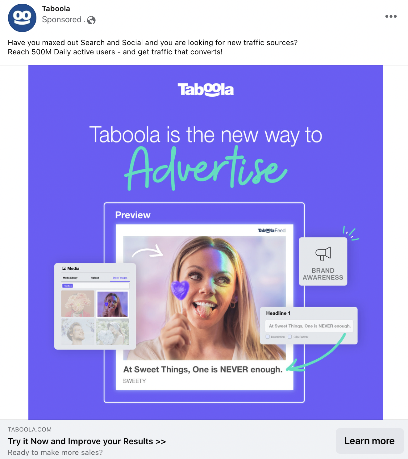 facebook ad for taboola