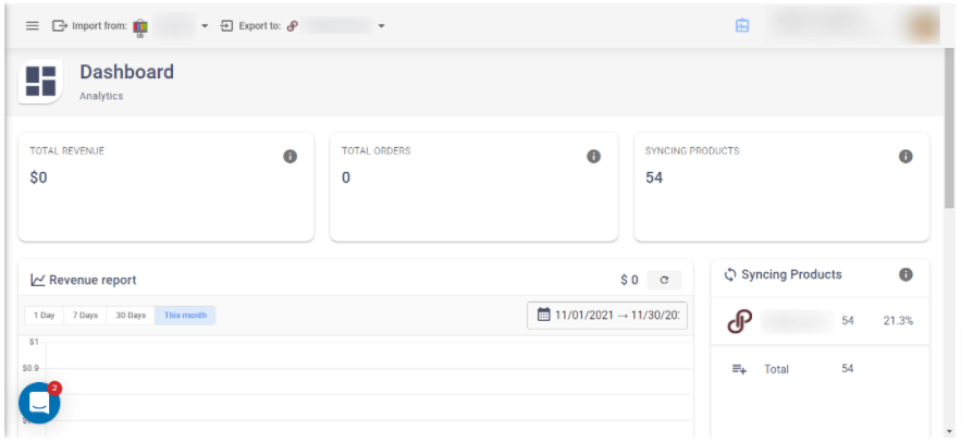 Image Source: app.exportyourstore.com. ExportYourStore’s dashboard and the essential metrics.