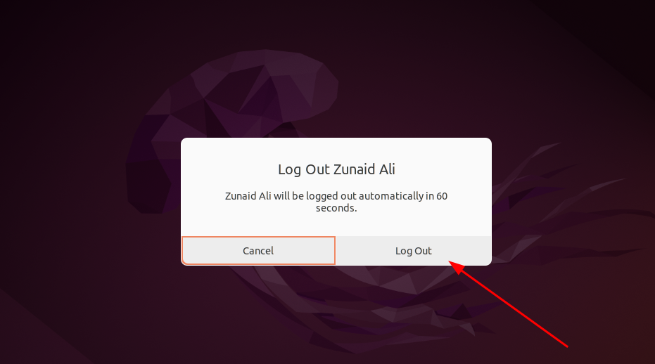 Logging out from Ubuntu session