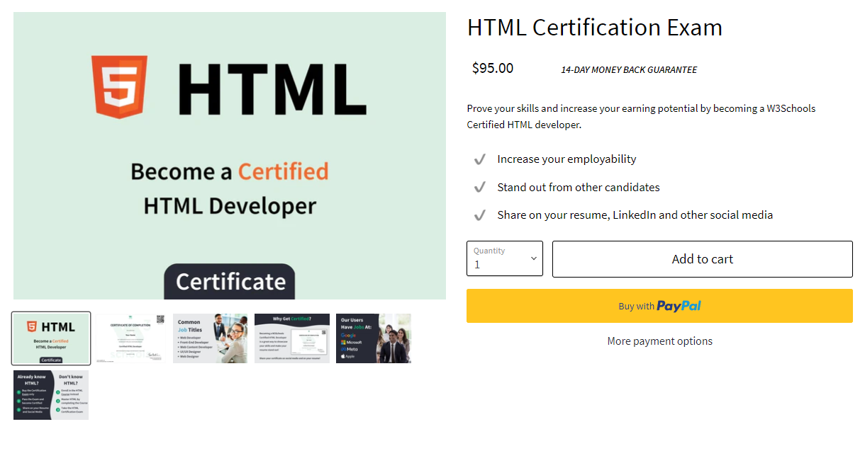 HTML Certification Exam CourseIMG Name: w3schools