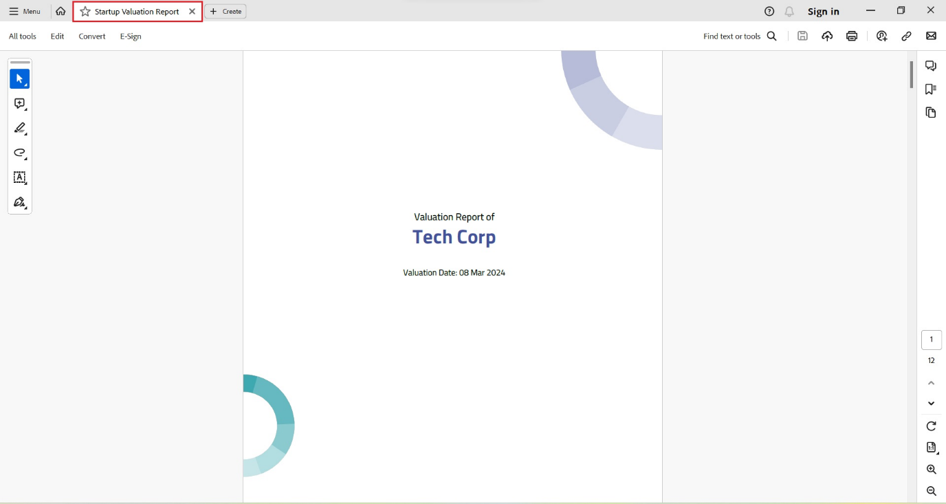 startup valuation report 