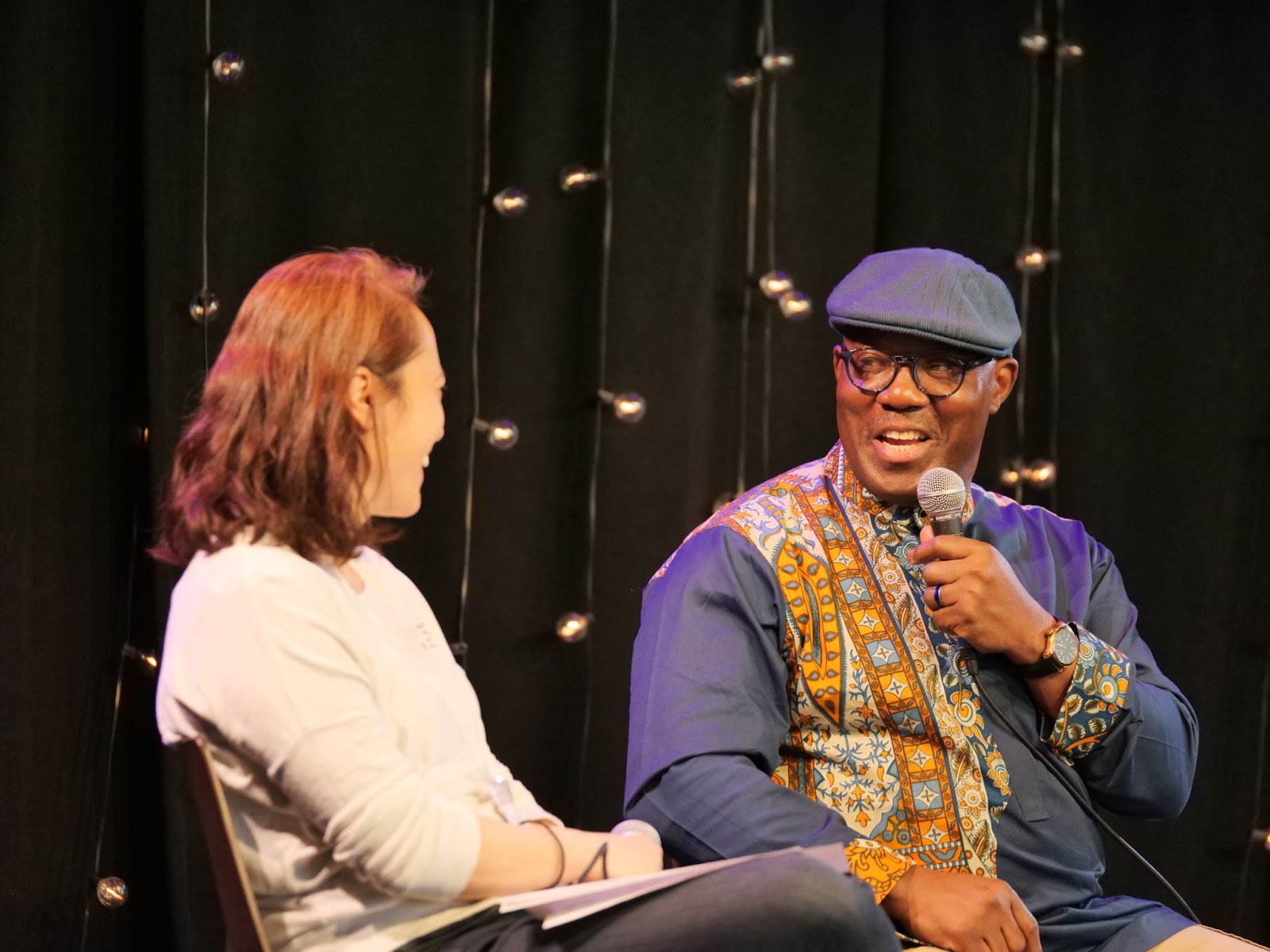 Poet and publisher Nduka Otiono shares his knowledge in the panel discussion. 