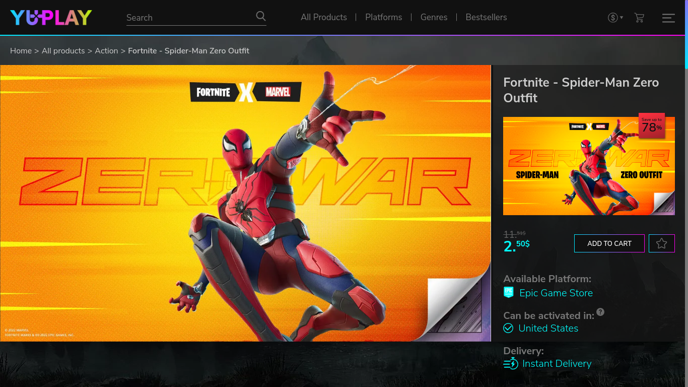 Screenshot showing Spiderman and Fortnite collaboration