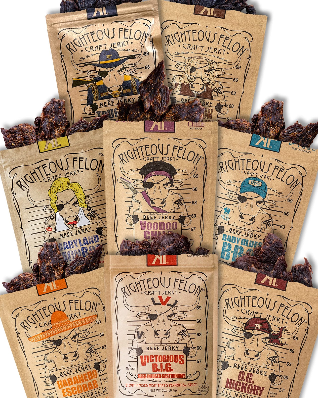 Righteous Felon Beef Jerky Variety Pack & Jerky Gift basket For Men