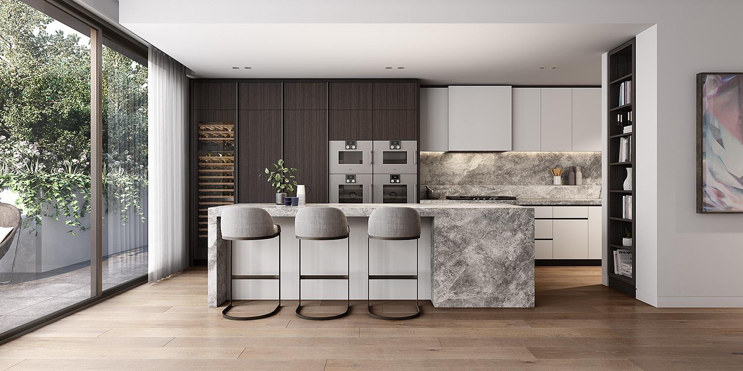 3d render of apartment kitchen space by cleanpix graphics