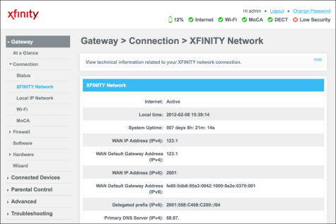 xfinity network gateway