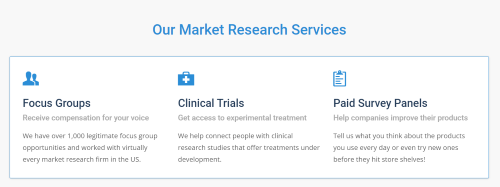Links on the Apex Focus Group website to participate in focus groups, clinical trials, and paid survey panels. 