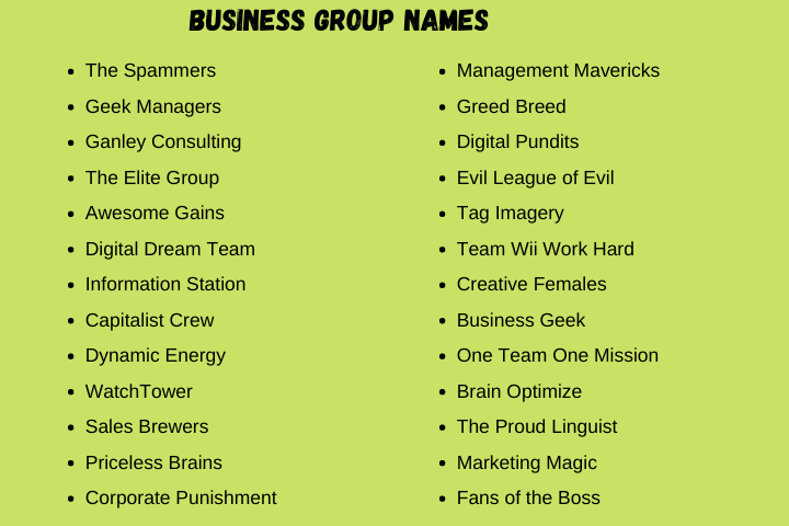 Business Group Names