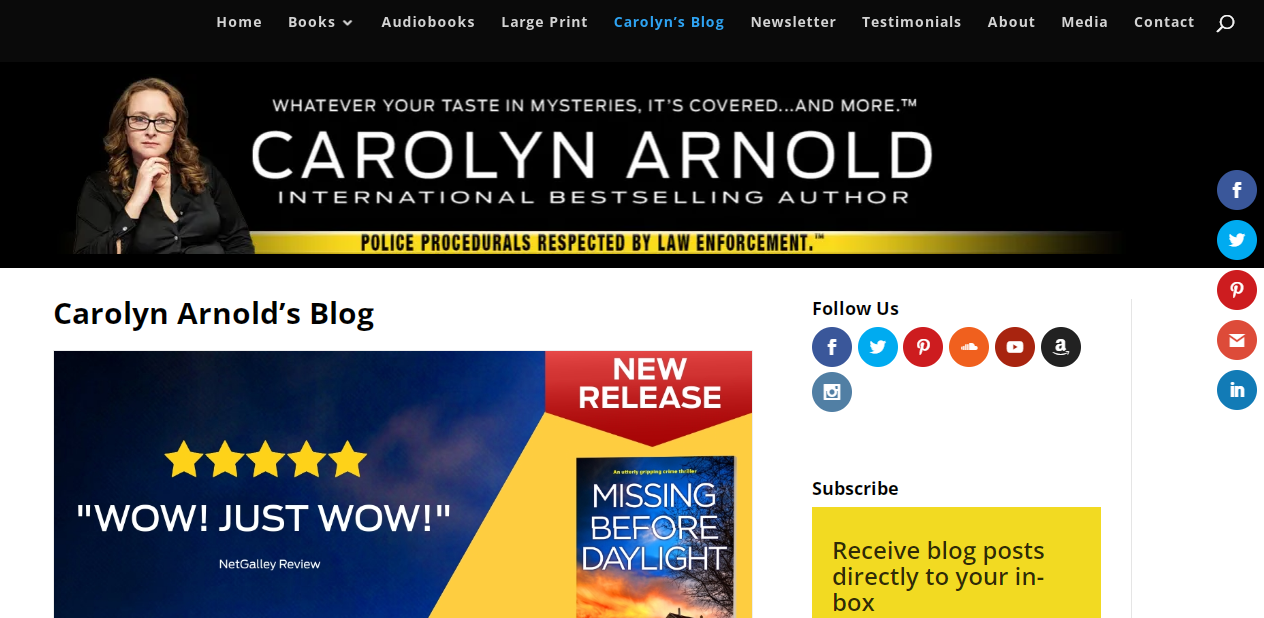 Carolyn Arnold - Blog Homepage