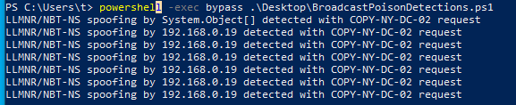 Running Responder without Analyze mode poisons the request, and the Praetorian PowerShell script logs the activity in the specified log file as well as in the script console Image of code by white oak security 