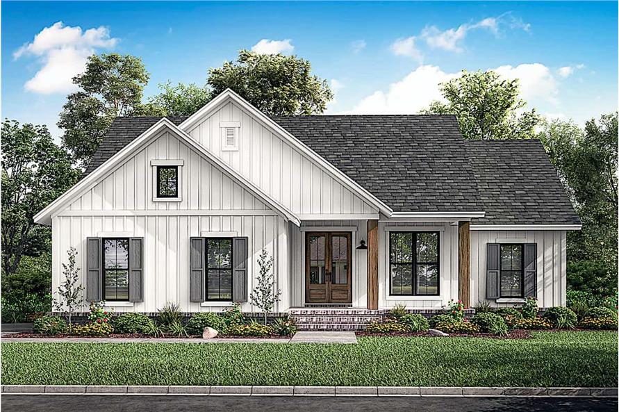Image of 3 bedroom modern farmhouse with front porch and 1398 square feet