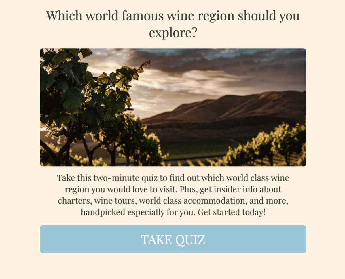 quiz example to maximize your travel blog in chatgpt: which world famous wine region should you explore