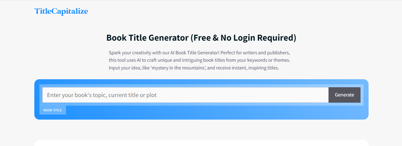 Title Capitalize's Book Title Generator