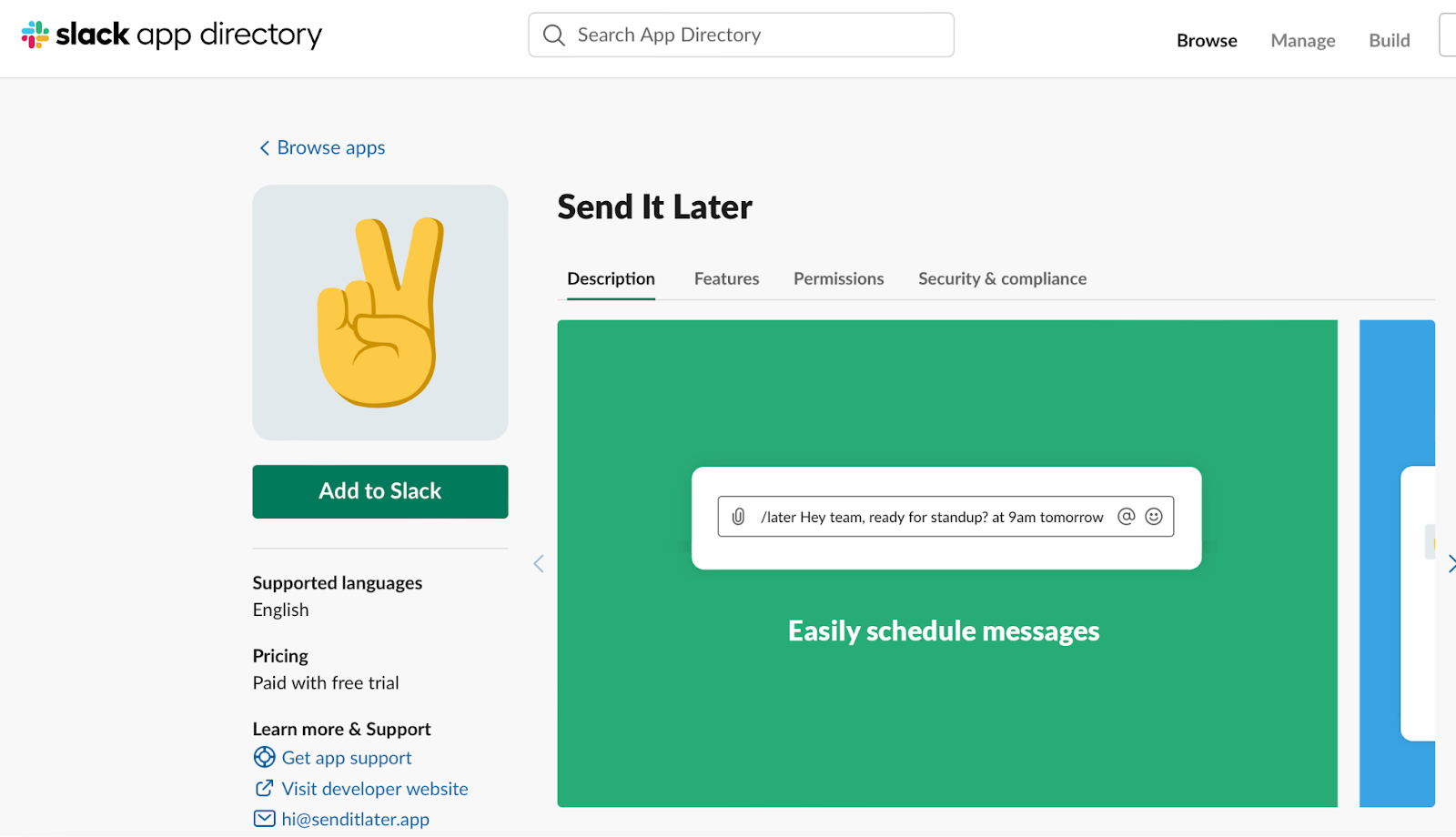 Slack integrations with Send it later
