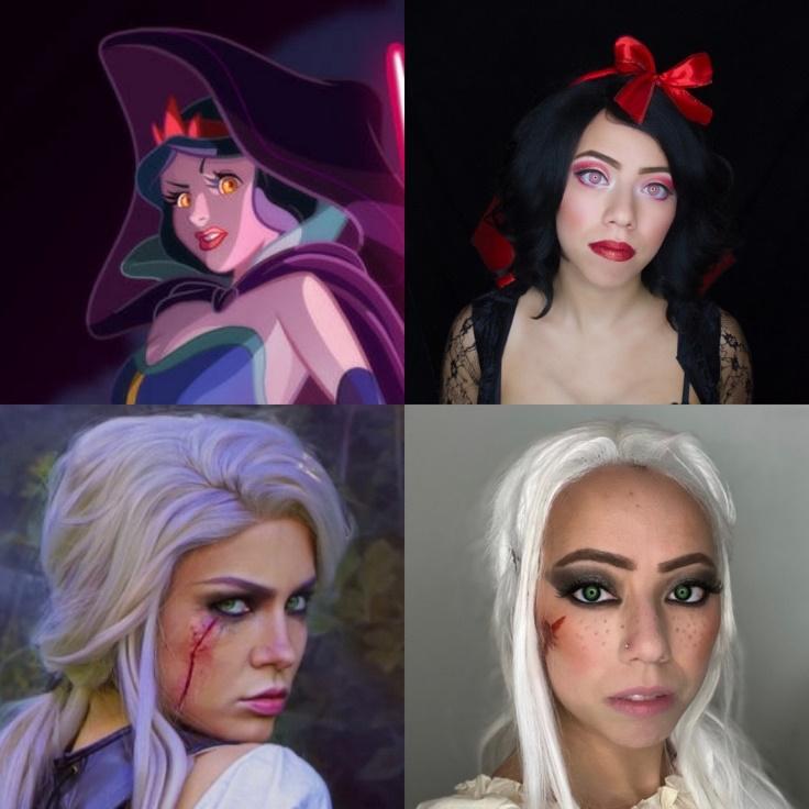 A collage of a person with different makeup

Description automatically generated