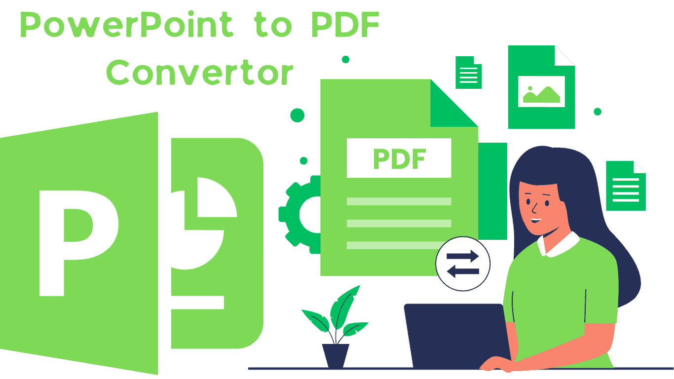 Une illustration représentant un écran d’ordinateur avec un outil convivial de conversion PowerPoint en PDF. L'interface affiche des options pour télécharger un fichier PowerPoint, sélectionner les paramètres de conversion et lancer le processus de conversion. Des indicateurs de progression et un bouton de téléchargement sont également visibles, indiquant une conversion transparente de la présentation en document PDF.