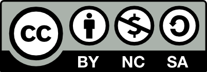 A symbol of the letters CC. A symbol of a stick figure with the letters BY underneath. A symbol of a dollar sign crossed out with the letters NC underneath. A symbol of an upside down C with an arrow on one end with the letters SA underneath.