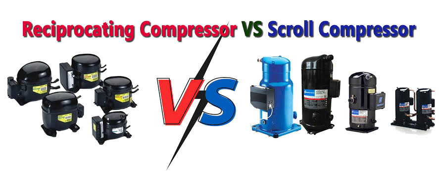 Frem- og tilbagegående (stempel) kompressor vs scrollkompressor