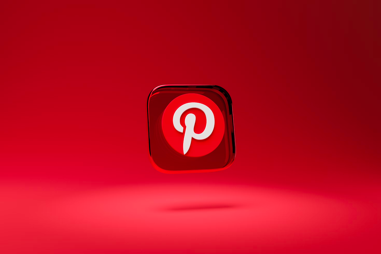 Logo of the social media platform Pinterest in a red background