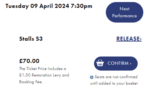 Tickets to Mamma Mia! at the Novello Theatre in London on Tuesday 9th April at 7:30pm. Stalls S3 price £70