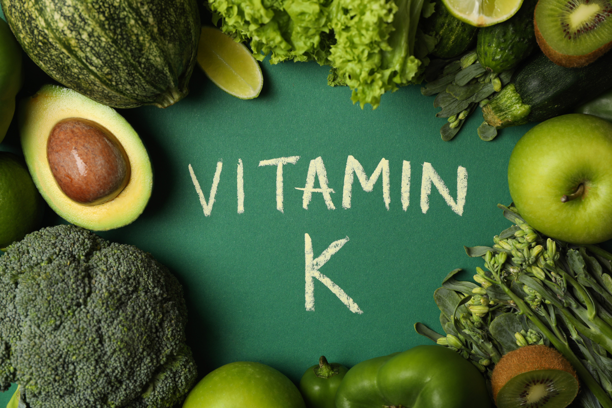 Vitamin K1 will often be found in dark leafy greens, broccoli. K2 is found is fermented foods such as yogurt and sauerkraut. Nutrient absorption will be best with optimal D3 levels. 