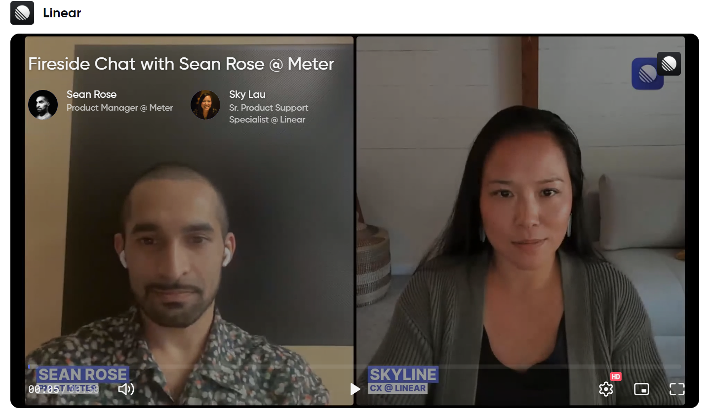 Screenshot of a partnership webinar from Linear