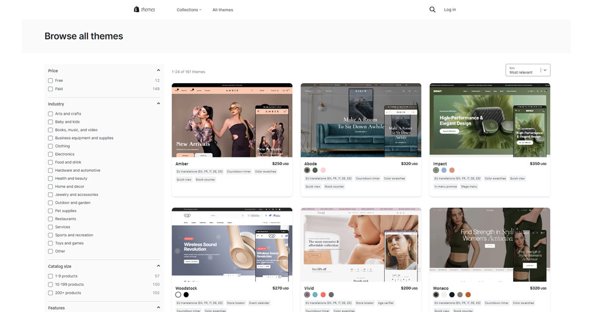 Shopify Built-in Themes
