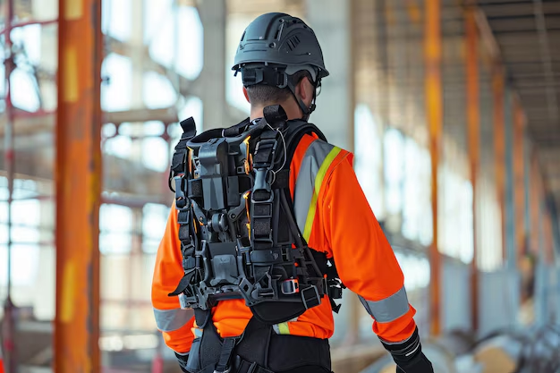 Engineer wearing smart helmets and safety vest