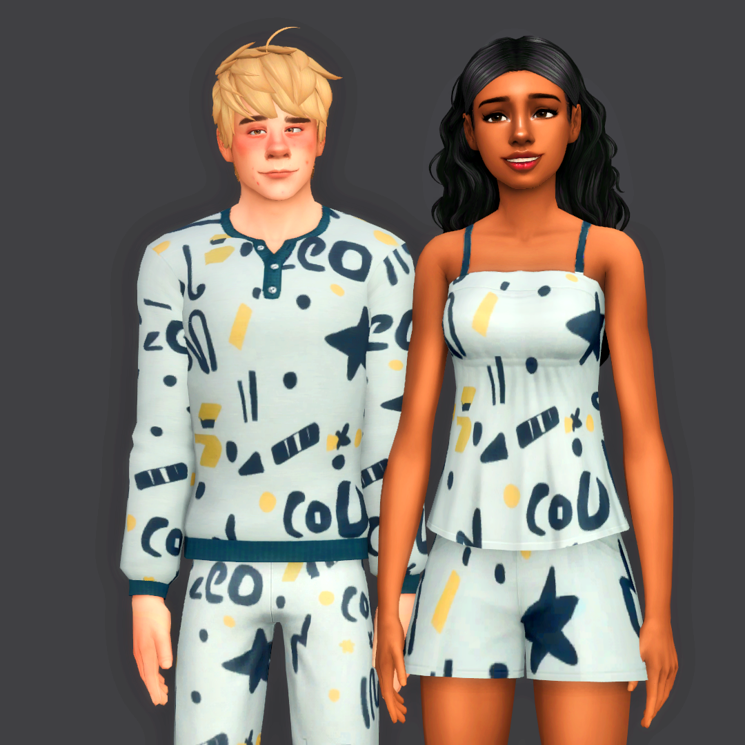 Boyfriend/Girlfriend Matching CC Pajamas Set