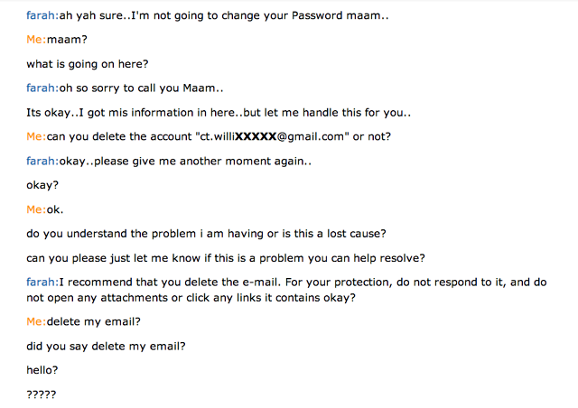 Incompetent customer service, example of a bad chat 