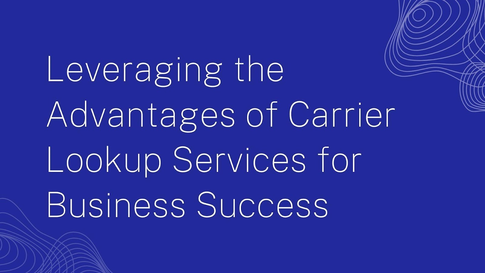 leveraging the advantages of carrier lookup services for business success
