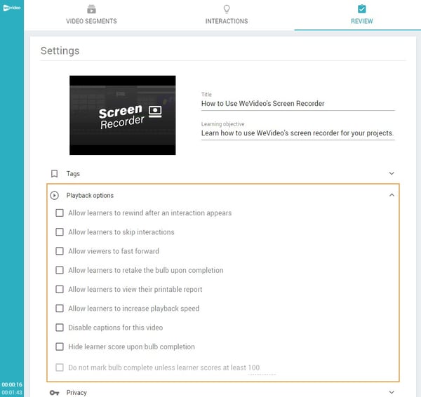 Interactive video customization options in PlayPosit.