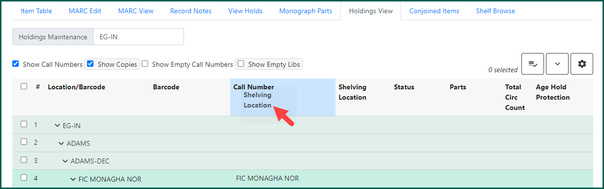 Drag a column to move it