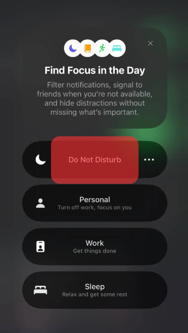 Click on Do Not Disturb button on iPhone to turn it on.