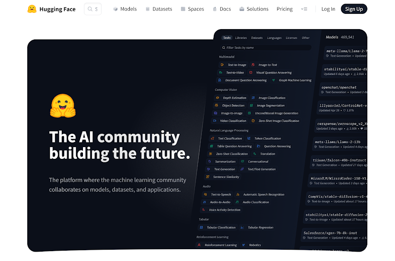 Hugging Faceのホーム画面