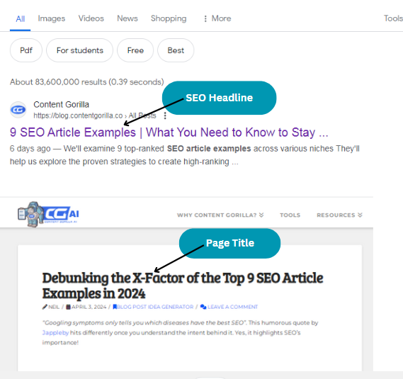 Difference between SEO Headline and Page Title