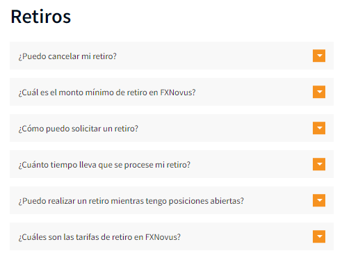 Encuentra toda la información necesaria en la página de preguntas frecuentes de FXNovus