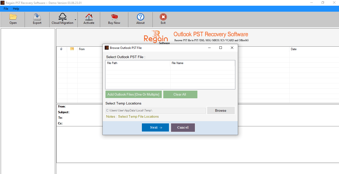 Fix Outlook Errors using Regain Software