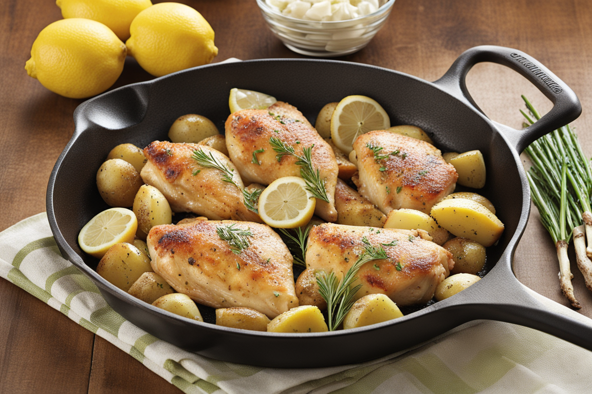 Lemon-Garlic Skillet Chicken and Potatoes